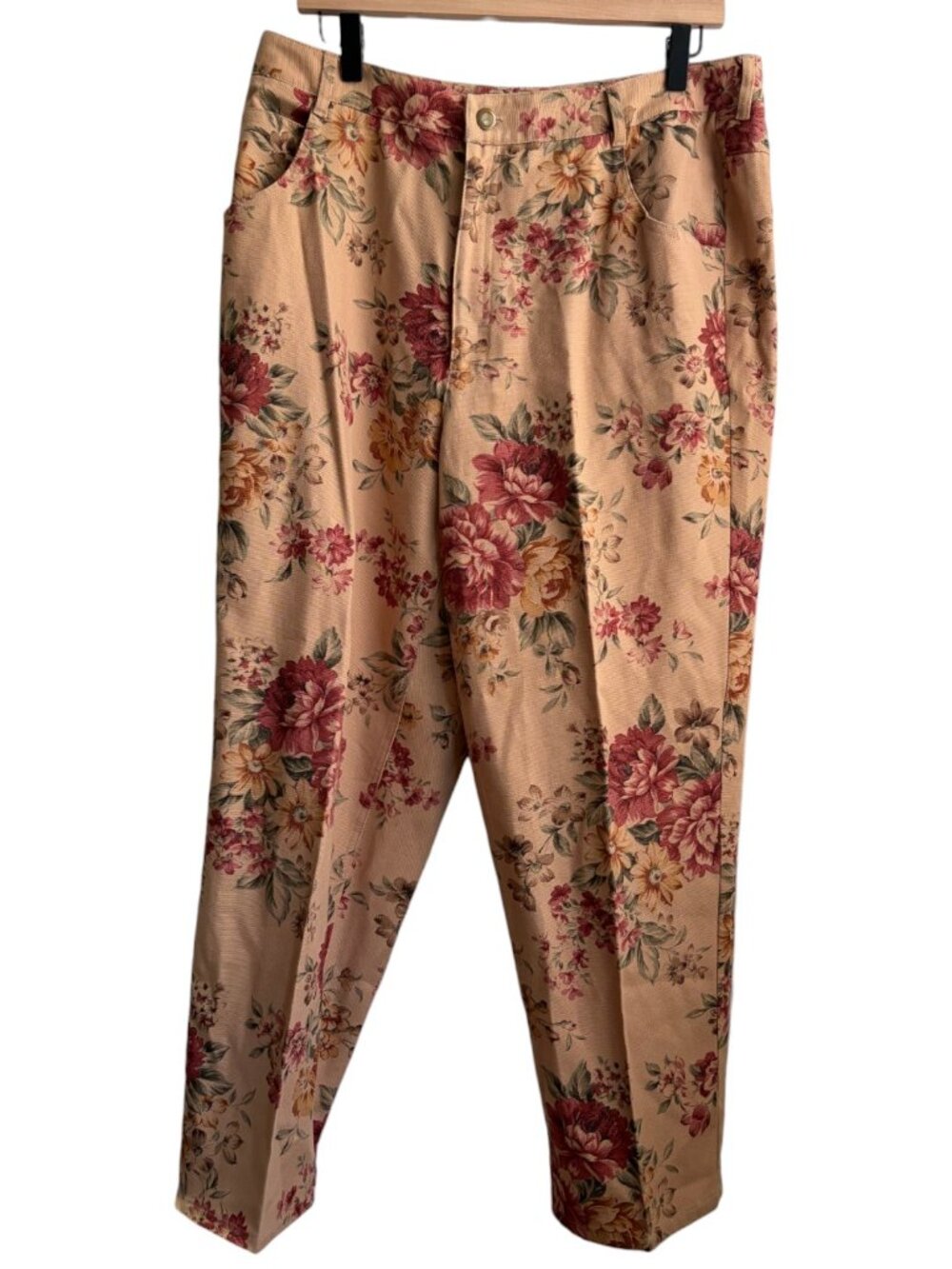 Talbots Vintage Tan Floral High Rise Mom Jeans 14 W